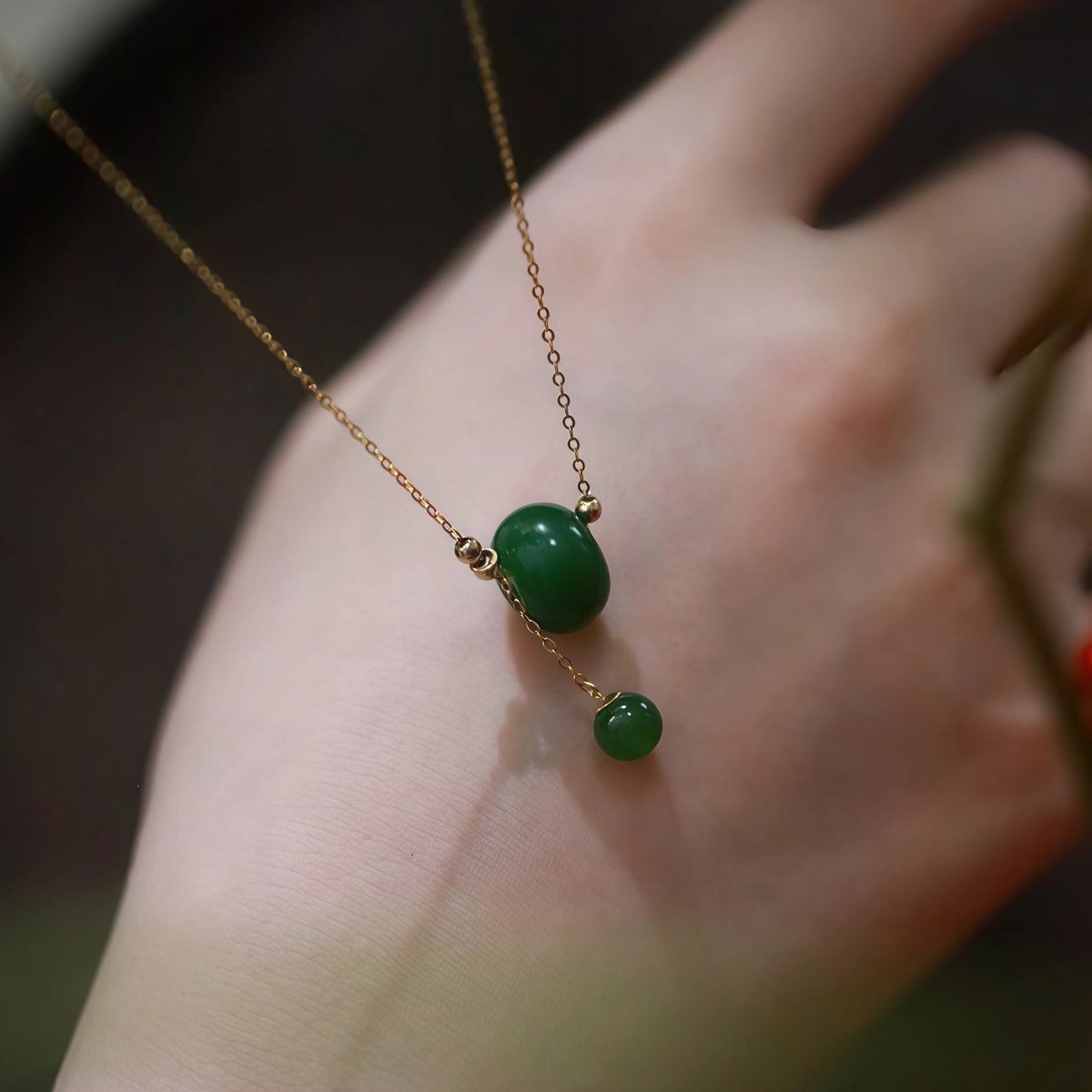 Green Jasper Bead Tassel Fine Necklace - Peace & Wholeness