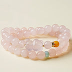 Natural Pink Bear Double Circle Crystal Bracelet - Good Relationships and Live Happily