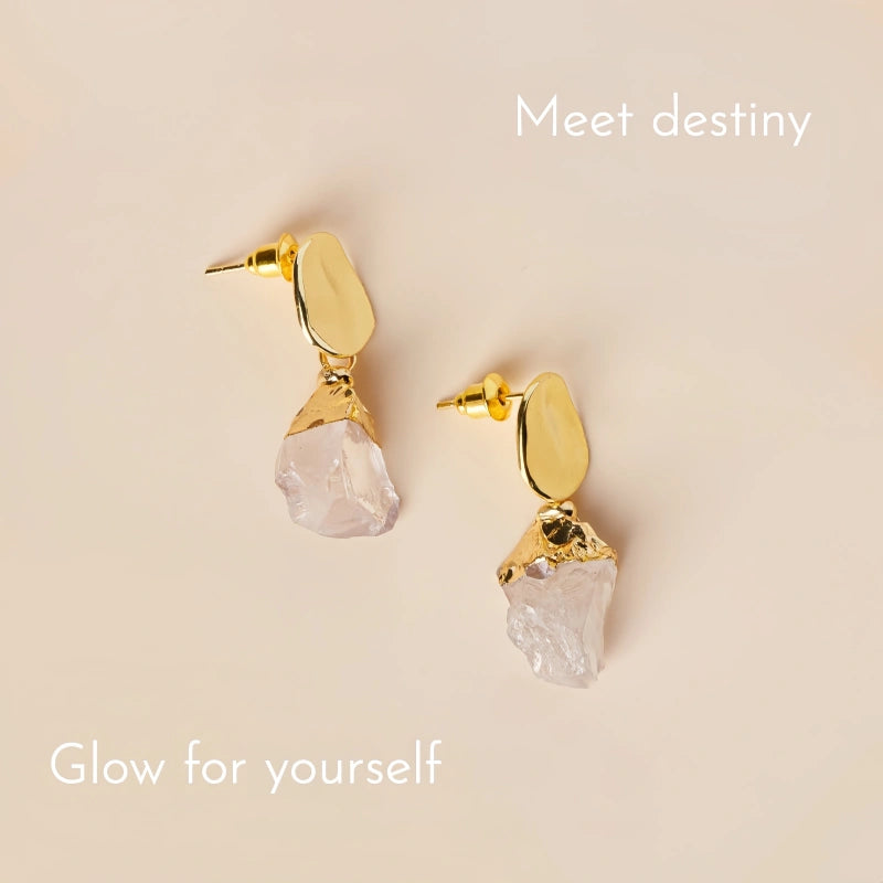 Natural Clear Quartz Drop Earrings