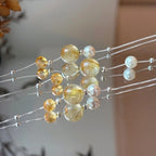 Collier Citrine et Quartz Rutile Doré – Attirez la Richesse et le Succès Professionnel, Pleine Énergie Positive