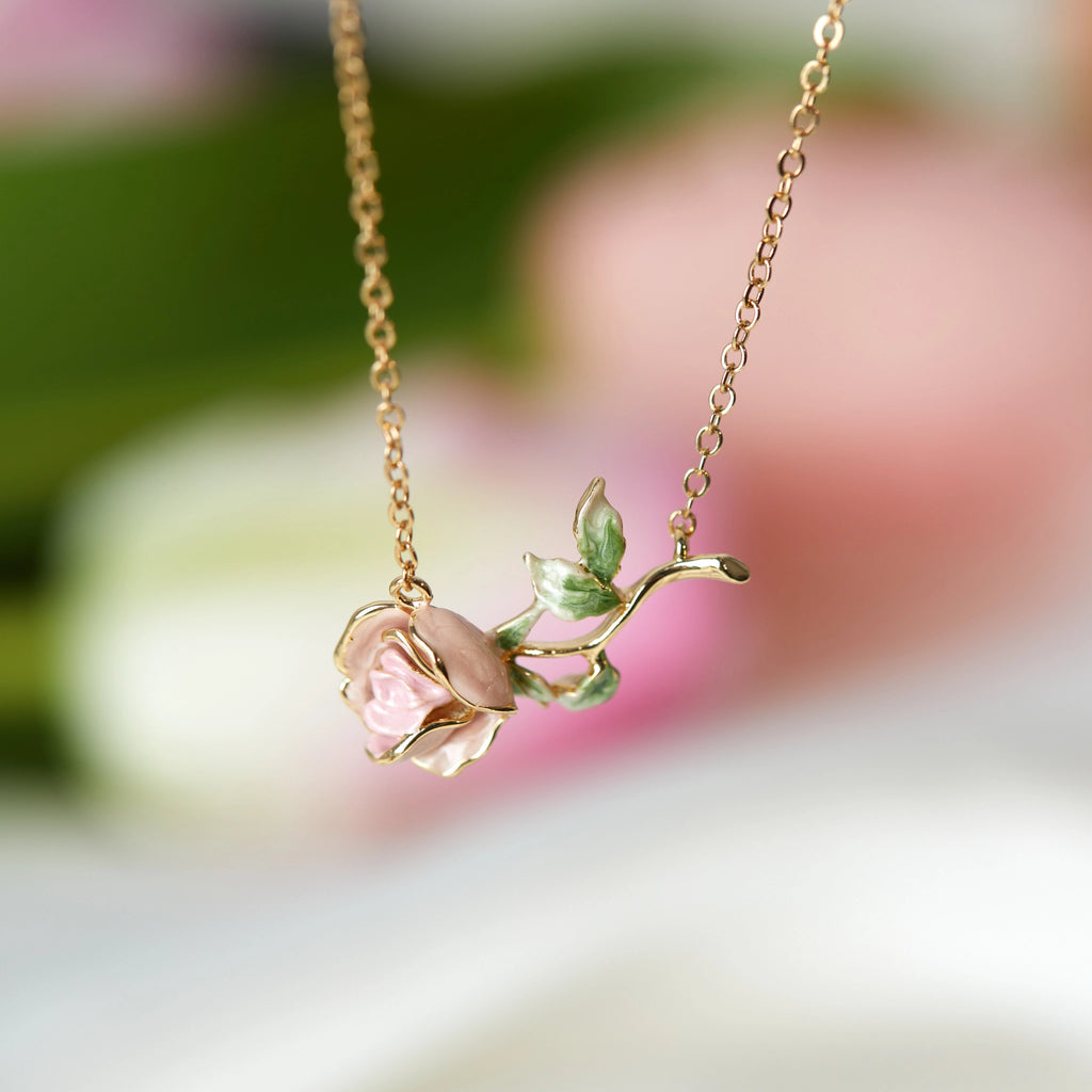 Rose Pink Necklace/Bracelet/Ring/Earrings Set - Sincere Romantic Love