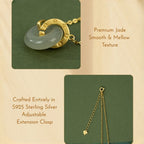 Interlocking Jade Ping An Lock Necklace, Oriental Peace Symbol Jewelry