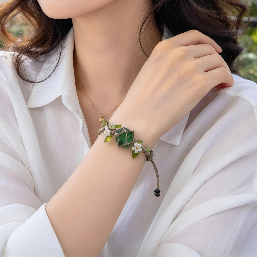 Peridot Botanical Handmade Bracelet - Healing & Renewal
