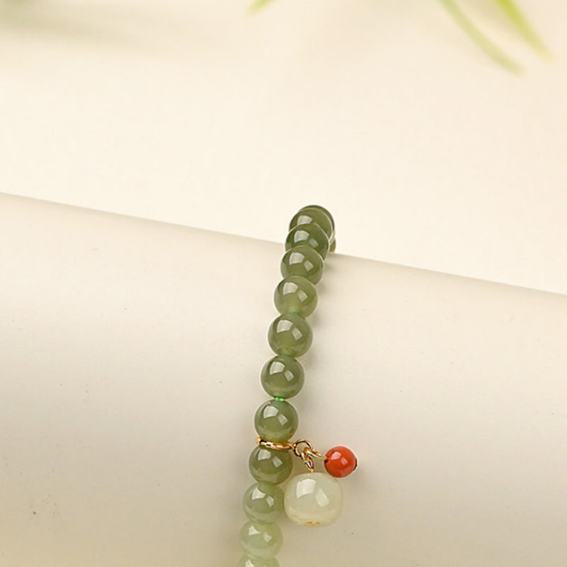 Bracelet en jade Hetian naturel Lotus Éclat Pur