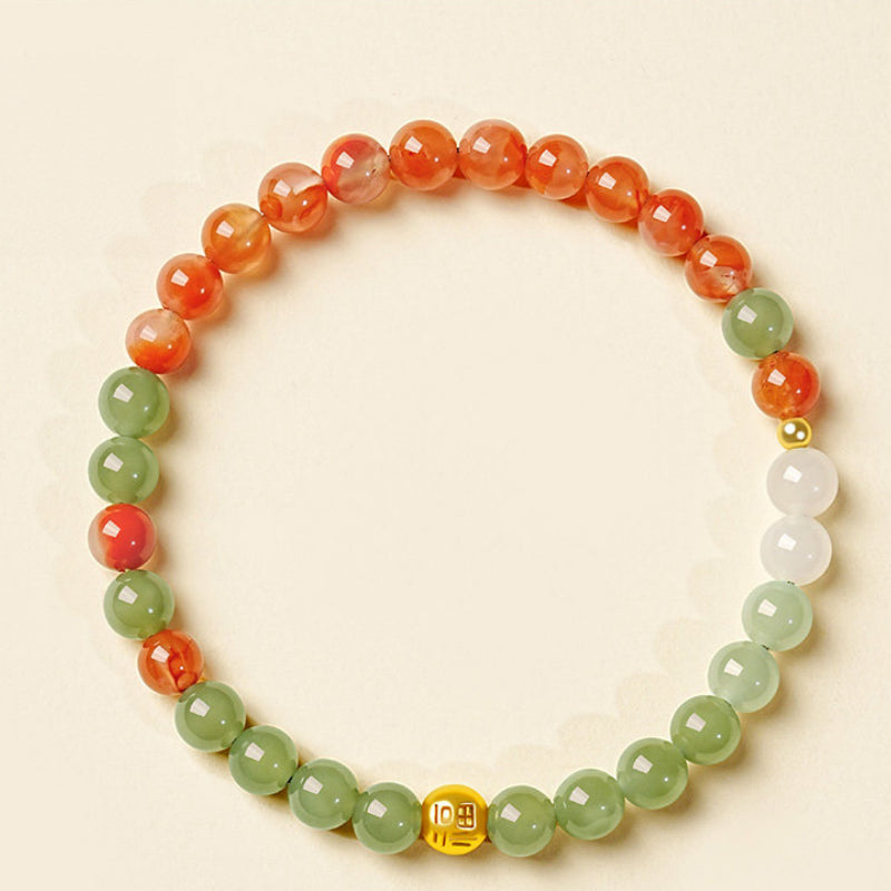 Bracelet en jade Hetian naturel Lotus Éclat Pur
