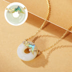Vintage Oriental Hetian Jade Mountain Enamel Set - Protection & Peace
