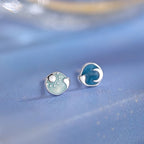 Asymmetric Day and Night Oil Painting S999 Earrings - Passion and Calm