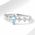 Aquamarine Crown Ring, Genuine Gemstone Crystal Chakra Jewelry