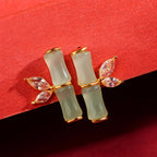 Boucles d'oreilles en bambou de jade Hetian naturel