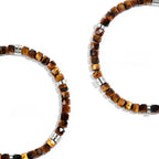 Bracelet en Pierre Naturelle Œil de Tigre, Coupe Droite et Facette Fine, Cadeau de Saint-Valentin pour Petit Ami