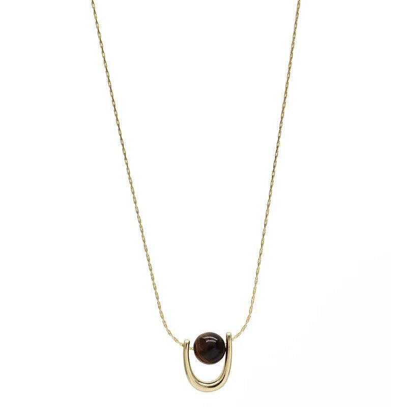 Natural Tiger Eye Stone Necklace, Versatile & Edgy Sweater Chain, Light Luxury Style