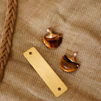 Boucles d'oreilles Fortis Natural Œil de Tigre — Lune en croissant rétro française