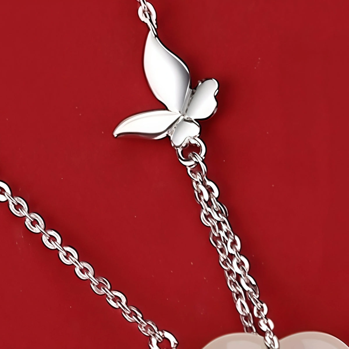 Butterfly Charm Hetian Jade Plum Blossom Necklace - Resilience & Safety