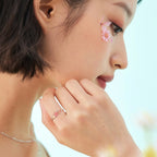 Bague Fleur de Cerisier en Argent Pur avec Émail à Froid - Bague Amour Pur