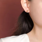 Boucles d'oreilles clous renard en citrine naturelle