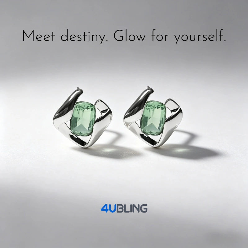 Verdant Aura Natural Crystal  Earrings