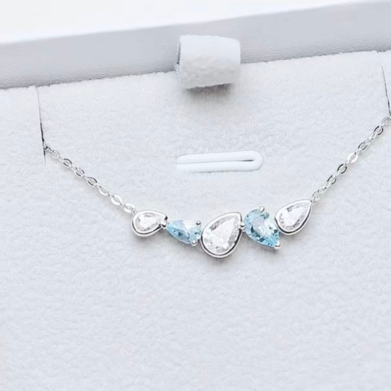 Natural Aquamarine Smile Necklace - Gentle Luck and Clarity