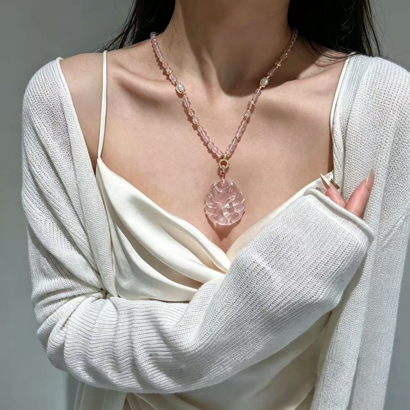 Rose Quartz Nine-tailed Fox – Charm & Spiritual Protection
