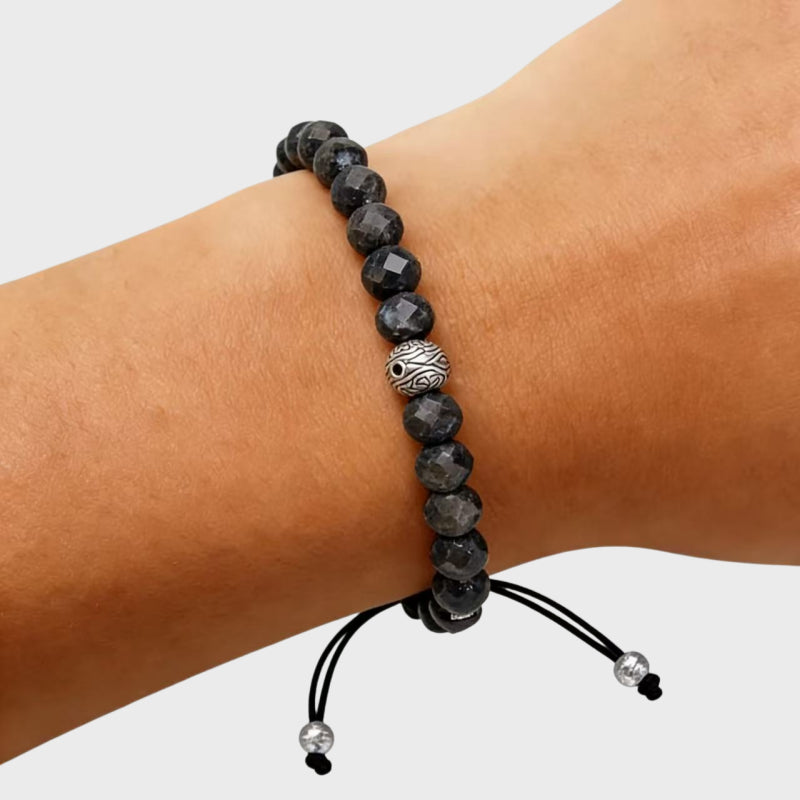 Evil Eye Black Sunstone Men's Bracelet