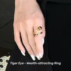 Bague d'exception en œil de tigre - Symbole de courage et de richesse