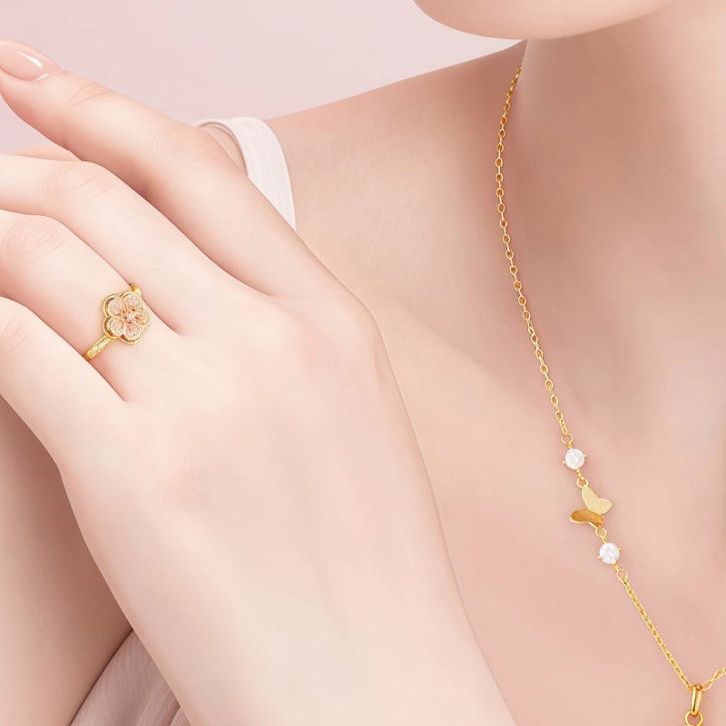 Bague Tournante Fleur de Cerisier Romantique - Bague de Pureté