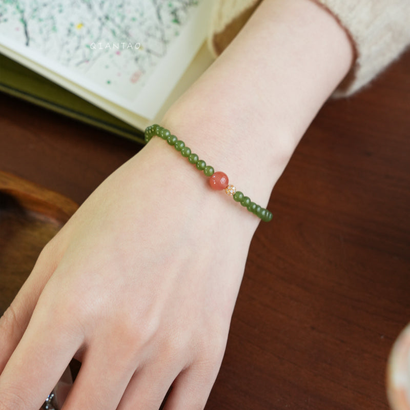 Bracelet en jade Hetian naturel Lotus Éclat Pur