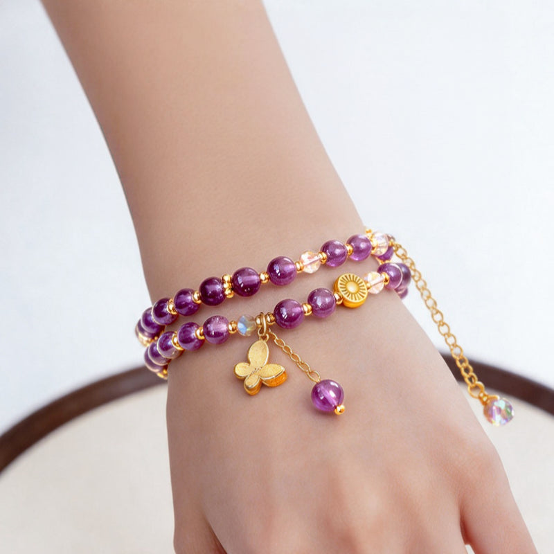 Citrine & Amethyst Double-Layer Bracelet - Attract Wealth, Boost Luck, Layer for Career Success