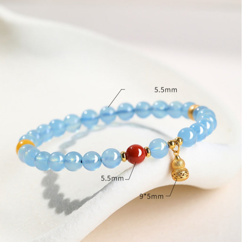 Bracelet en aigue-marine naturelle « Gourde de fortune »