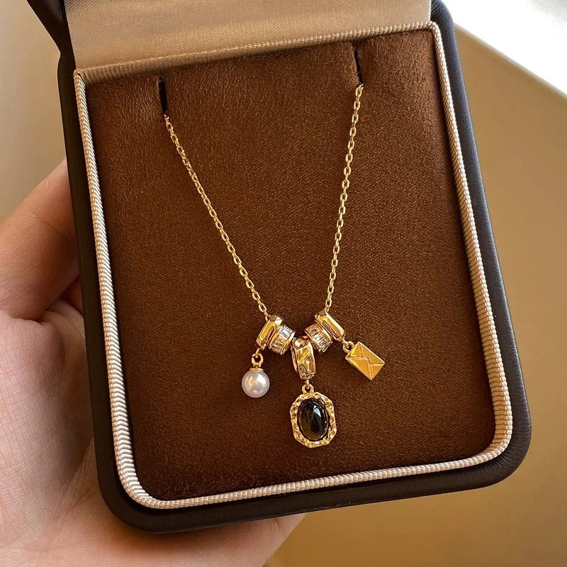 Aurelia Charm Natural Tiger Eye Stone Necklace