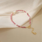 Soft Pink Tourmaline and Natural Pearl Bracelet - Peaceful and Optimistic Energy