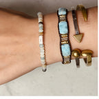Natural Stone Abacus Bead Stackable Bracelet - Stone Abacus Beads