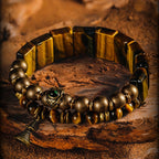 Bracelet en pierre naturelle œil de tigre, style rétro, multi-tours, empilable, pour homme