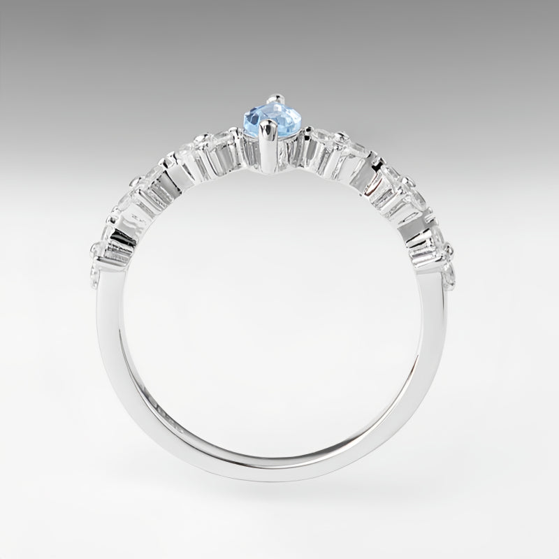 Aquamarine Crown Ring, Genuine Gemstone Crystal Chakra Jewelry