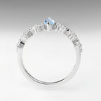 Aquamarine Crown Ring, Genuine Gemstone Crystal Chakra Jewelry