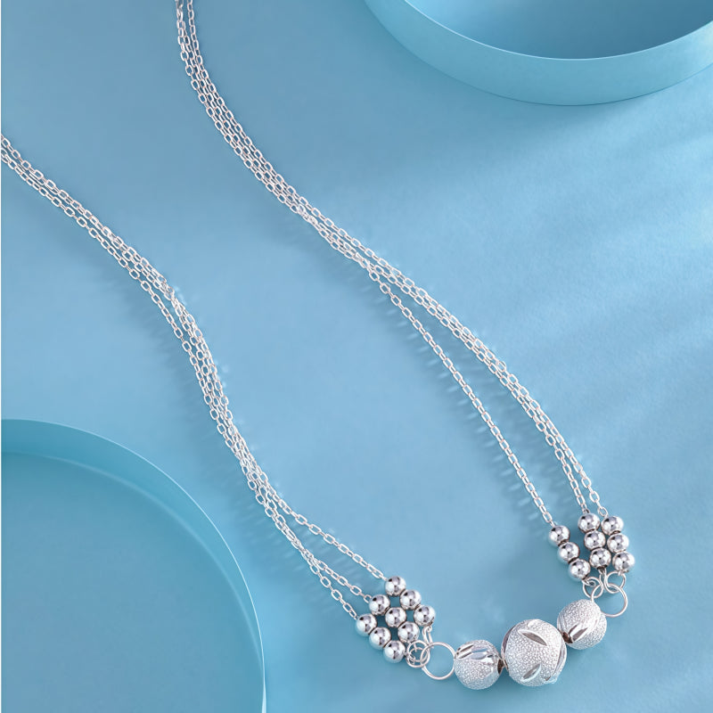 Ornate Carved S999 Ball Necklace/Bracelet/Earrings Jewelry Set, Gift for Friends
