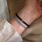 Smooth Round Bead Aquamarine Obsidian Bracelet - Serenity & Protection
