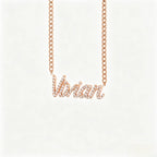 Collier prénom en diamant pavé sur mesure | Collier lettre de luxe minimaliste en argent sterling 925