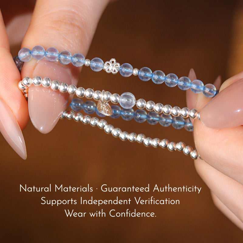 Aquamarine Sterling Silver Bracelet – Activate Throat Chakra, Clear Expression, Attract Benefactors