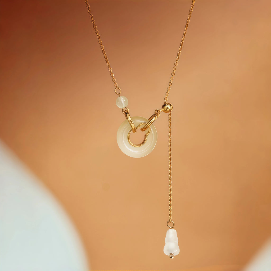 Natural Hetian Jade Peace Donut Gourd Necklace - Blessing & Calm