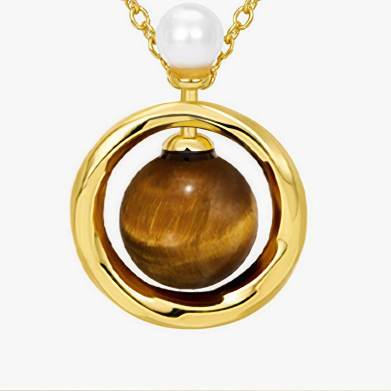 Collier ras-du-cou en Argent 925 et Œil de Tigre Naturel, Haut de Gamme, Luxe Léger, Pendentif pour Femme Niche, Cadeau d'Anniversaire