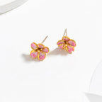 Boucles d'oreilles émaillées fleurs de cerisier et boucles d'oreilles fleurs simples