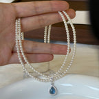 Teardrop Sky Natural Aquamarine Necklace - Find Inner Peace