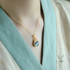 Natural Black Hetian Jade Auspicious Cloud Round Tablet Necklace - Protection & Wholeness