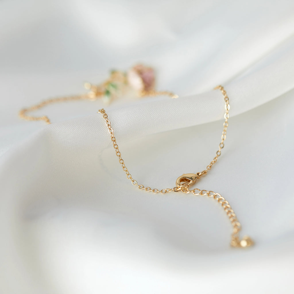 Rose Pink Necklace/Bracelet/Ring/Earrings Set - Sincere Romantic Love