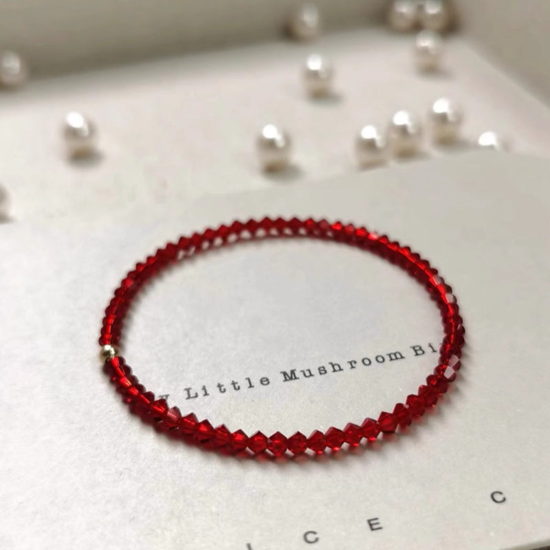 Natural Garnet Beaded Bracelet - Lucky Red String