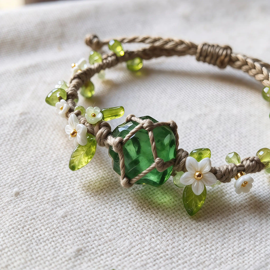 Peridot Botanical Handmade Bracelet - Healing & Renewal