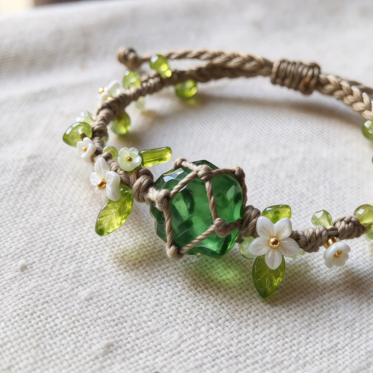Peridot Botanical Handmade Bracelet - Healing & Renewal
