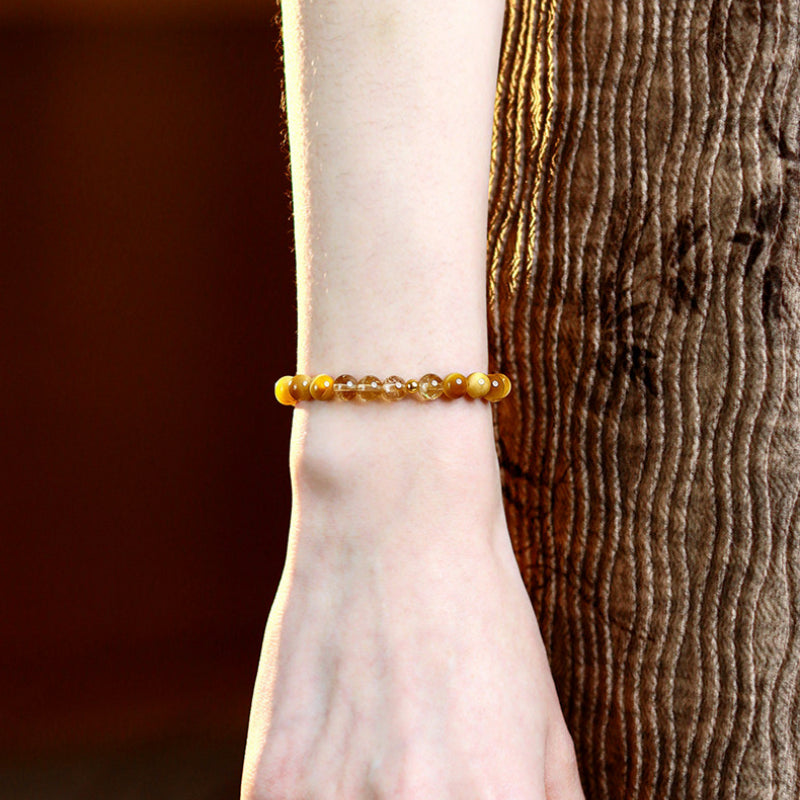 Golden Tiger Eye & Citrine Bracelet — 7A Grade Fortune Crystal Bracelet for Women