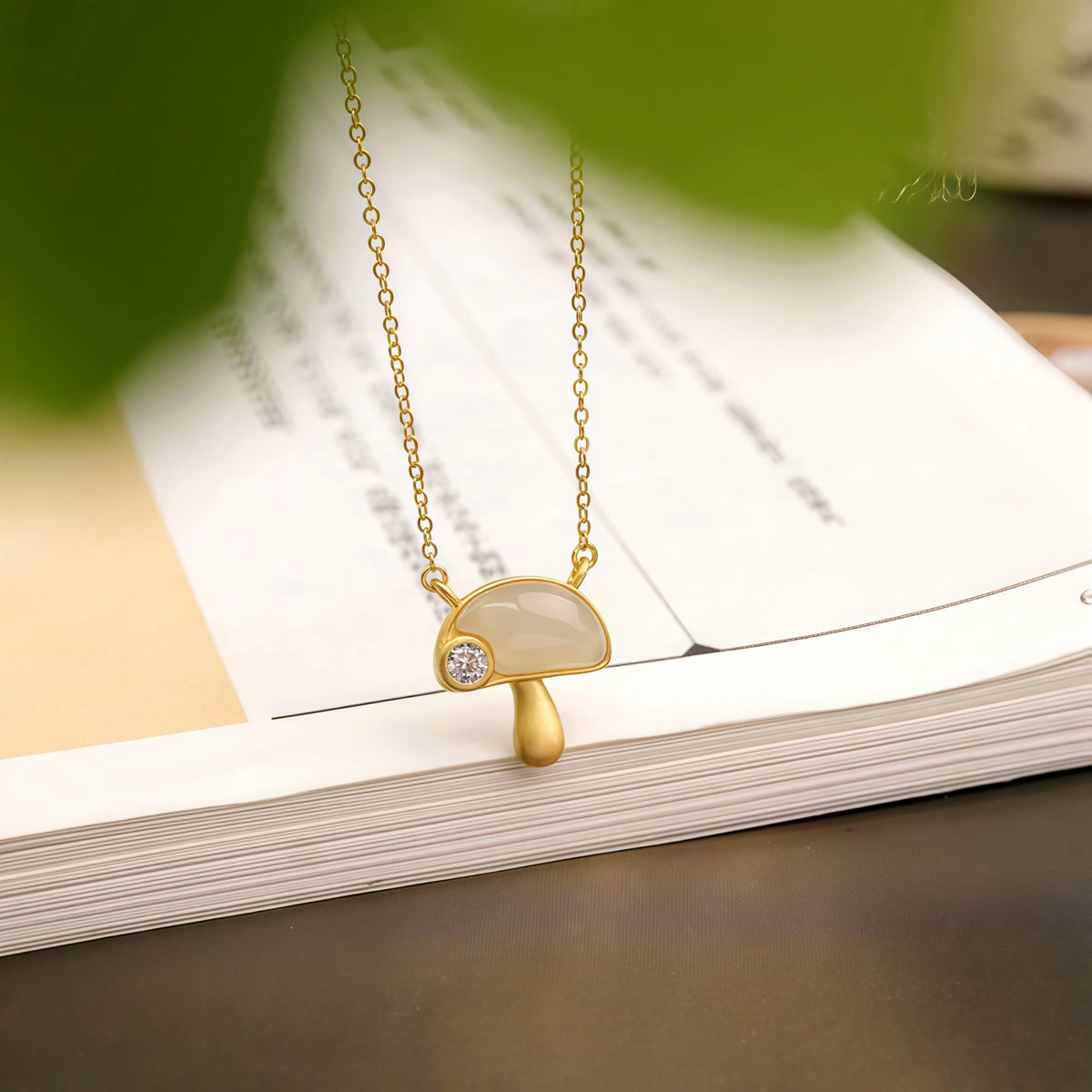 Womens Tiny Mushroom Necklace - Serenity & Protection