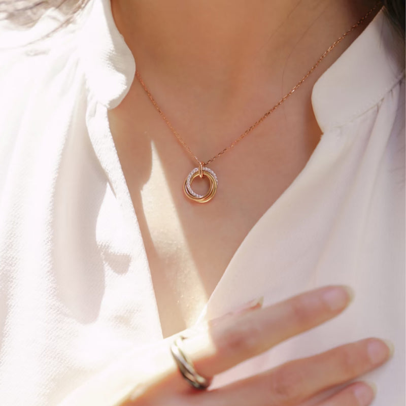 Gold-Tone Intertwined Circle Pendant Necklace | Elegant Birthday Jewelry